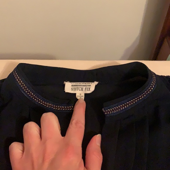 Long Sleeve Navy Blouse from Crescent-Stitch Fix - Picture 2 of 6